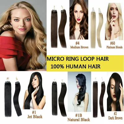 14 -26  Easy Loop Micro Ring Beads Russian Remy Human Hair Extensions 100s UK • £50.88