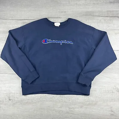 $22.45 • Buy Vintage Champion Crewneck Sweatshirt Adult Large Blue Pullover Long Sleeve Sweat