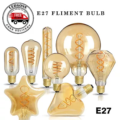 E27 Retro Vintage Edison Lamp Flexible LED Spiral Filament Antique Light Bulb UK • £9.89