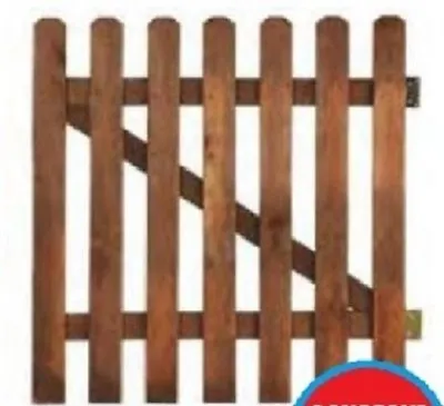 Wooden Gate Picket Garden Gate H80xL100cm Planed Wood Palisade Picket Fence  • £65.86