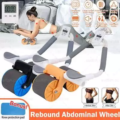 Automatic Rebound Abdominal Wheel Ab Roller Elbow Support Core Exercise W/ LCD • $22.99