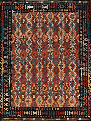 Reversible Kilim Kelim Rugs Rectangle Handwoven Tribal Carpets 9x11 Ft • $541.94