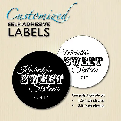 1.5 /2.5  SWEET SIXTEEN Circle Stickers Sweet 16 Favor Labels Candy Buffet Bag • £8.65