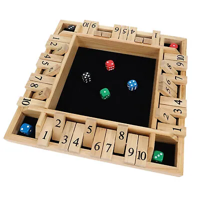 Pacific Shore Games 4 Player Shut The Box Dice Game Natural Solid Wood Large • $29.99