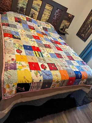 Vintage Patchwork Quilt (82”x60”) Hand Made And Tied • $49.99