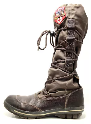 Pajar Canada Brown Nylon Leather  Calf High Winter Boots Size US 7-7.5 EU 38 • $43