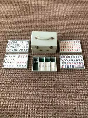 Vintage Mah Jong Set With 144 Bamboo Back Tiles Sticks Die & Wood Case - Japan • $49.95