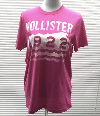 Hollister T-shirt Top Size L Womens Short Sleeves Cotton Logo Waves Hot Pink NWT • $23.49