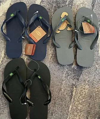 Havaianas Flip Flops Mens Us Sze 9/10 41/42 Brazil Beach Sandals Blue Grey • $15.99