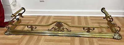 Vintage BRASS FIREPLACE FENDER Hollywood Regency Gold Surround Gate Guard Ornate • $199.99