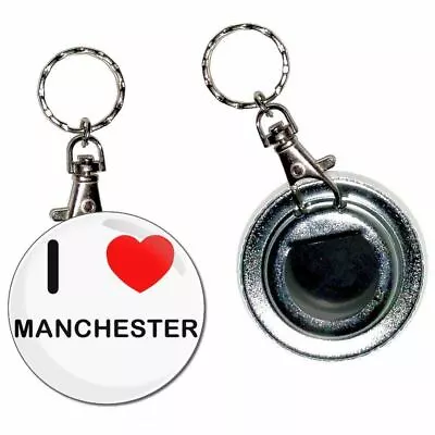 I Love Manchester - 55mm Button Badge Bottle Opener Key Ring New • £5.99