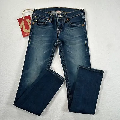 True Religion Girls Size 12 Lovestruck Dark Wash Julie Skinny Flap Pocket Jeans • $35