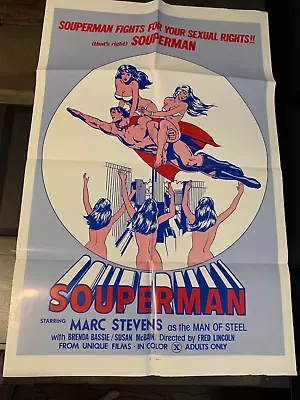 SOUPERMAN ORIGINAL X-RATED ADULT ONE SHEET POSTER 1976 27 X41  • $20