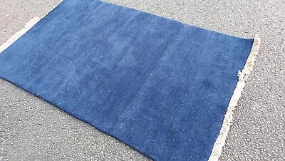 Handmade Gabbeh Rug 100% Woollen Blue 90x150 Cm For Clearance (9) • £34.99