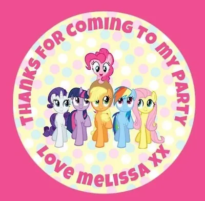 Personalised Round My Little Pony Birthday Party Stickers Sweet Cone Bags  • £2.75