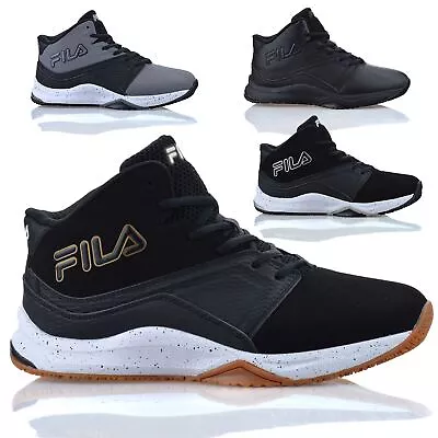 Mens Fila High Top Casual Walking Ankle Boots Basketball Gym Trainers Shoes Size • £26.98