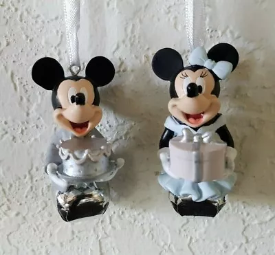 Disney Formal Mickey & Minnie Mouse Bells Ornament Set Of 2 Wedding Birthday NEW • $9.99