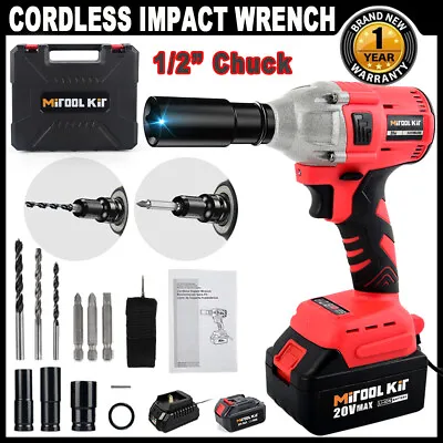 Cordless Electric Impact Wrench Gun 1/2'' High Power Driver With Li-ion Battery • $45.99