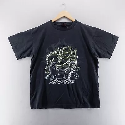 Thunder Mens T Shirt XL Black Graphic Print Dragon Panther Fighter Of Paradise • £9.30