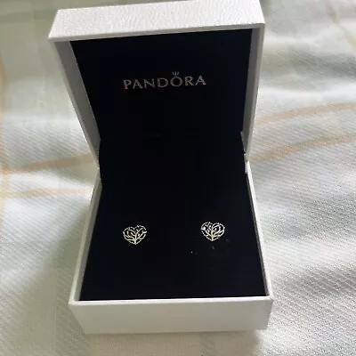 Pandora Tree Of Life 925 Silver Heart Stud Earrings • £10