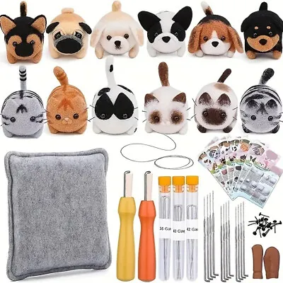 Felting Wool Animal Cat Dog DIY Material Kit Handmade Felt Fabric Craft Tool Set • £5.46
