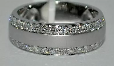 2.50Ct Round Cut Lab Created Diamond Men's Band B'day Ring 14K White Gold Plated • $107.99