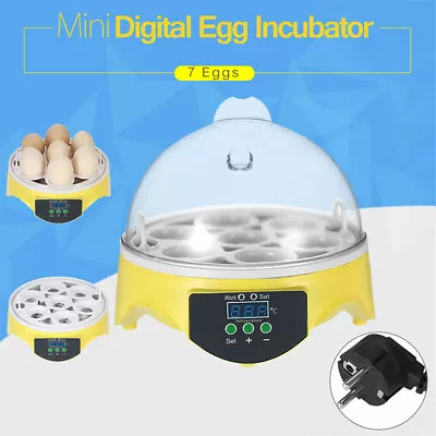 7 Eggs Automatic Digital Egg Incubator Chicken Bird Hatchers Temperature Control • £39.47