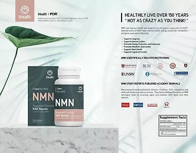 $218 • Buy IHealth NMN Gene BALANCE, NAD+ Booster, 99.8% Grade1 NMN, 150mg X 60 Capsuls