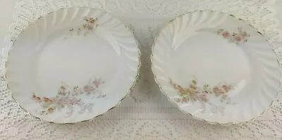 German Fine China Pink Flowers Vintage Germany Dessert Or Salad Plates 2 • $8