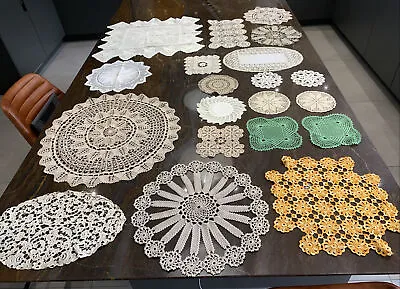 Large Job Lot Vintage Crochet Doilies Table Mat Mats Doily • $63.15