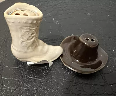 Vintage Hat With Cowboy Boot Salt And Pepper Shaker Table Decor Western Country • $7.49