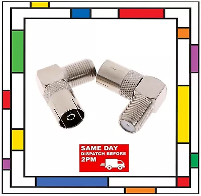 £3.19 • Buy 2x Right Angle 90 Degree F Connector Female To Coax TV Femal Aerial Adapter Plug