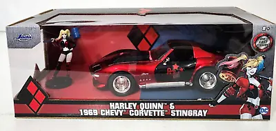 Harley Quinn & 1969 Chevy Corvette Stingray 1:24 Scale Diecast Jada Toys NEW • $50
