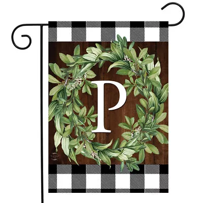 Wreath Monogram P Garden Flag • $9.86