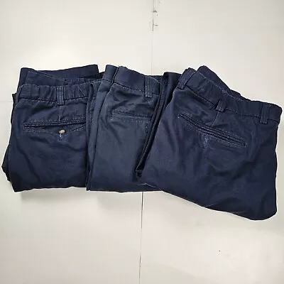 Duluth Trading Khaki Pants Lot Of 3 Men's 40x34 Blue Chino Pleated Pockets • $36