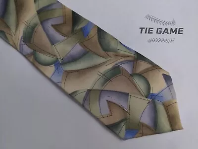 Jerry Garcia 100% Silk Tie Curves And Lines Collection 14 Blue Green Abstract • $7.99