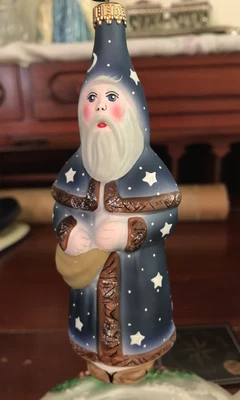$275 • Buy Vaillancourt VFA Father Christmas Folk Art Santa W/Shooting Star Robe Ornament
