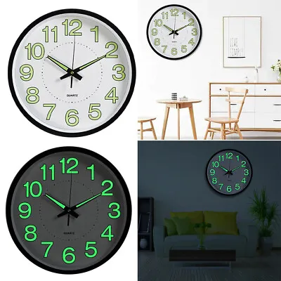 £11.94 • Buy 12  Large Luminous Wall Clock Glow In The Dark Silent Quartz Home Office Decor