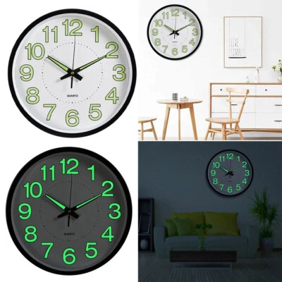 £11.94 • Buy 12  Large Luminous Wall Clock Glow In The Dark Silent Quartz Home Office Decor