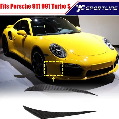 Fits Porsche 911 991 Turbo S 14-16 Dry Carbon Front Bumper Canards Fins Splitter • $402.79