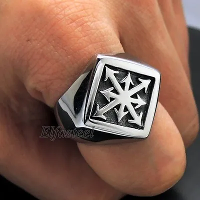 $9.99 • Buy GOTHIC Magic 8 POINTED Chaos Star 316L Stainless Steel Ring