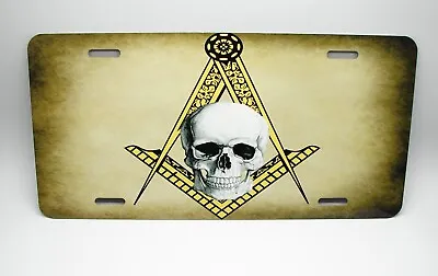 Mason Logo Masonic Freemason Logo Emblem Skull Metal Car Novelty License Plate • $14.95