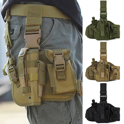 Tactical Adjustable Pistol/Gun Drop Leg Thigh Holster Magazine Pouch Right Hand • $14.98