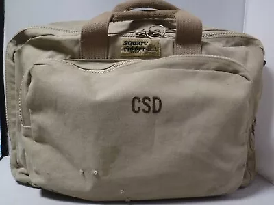 PFR VTG LANDS END Square Rigger USA Canvas Zip Around Distressed Used Bag Tote • $19.99