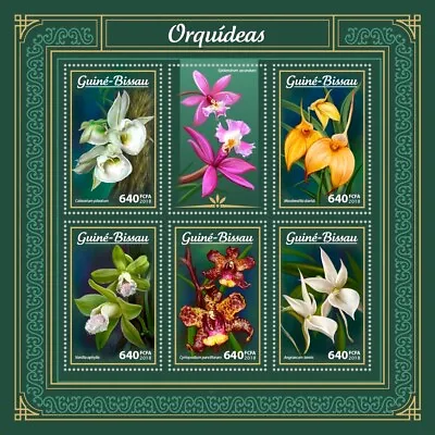 Orchids MNH Stamps 2018 Guinea-Bissau M/S • $15.90