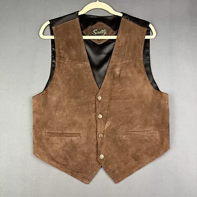 Scully Boar Suede Leather Snap Front Vest Mens M Espresso Western Waistcoat #2* • $29.04