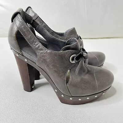 UGG Celestina Charcoal Leather Platform High Heels Clogs Studs 8.5 • $48.80