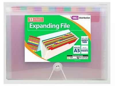 £5.49 • Buy 13 Part Expanding File Holds A5 Documents Multicolored Pocket Index Tabs & Card 