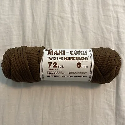 Vintage Maxi Cord Twisted Herculon 6mm 72 Yds Brown Made In USA • $10