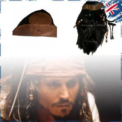 Pirates Of The Caribbean Jack Sparrow Tricorn Pirate Hat Costume Accessory Prop • $37.89